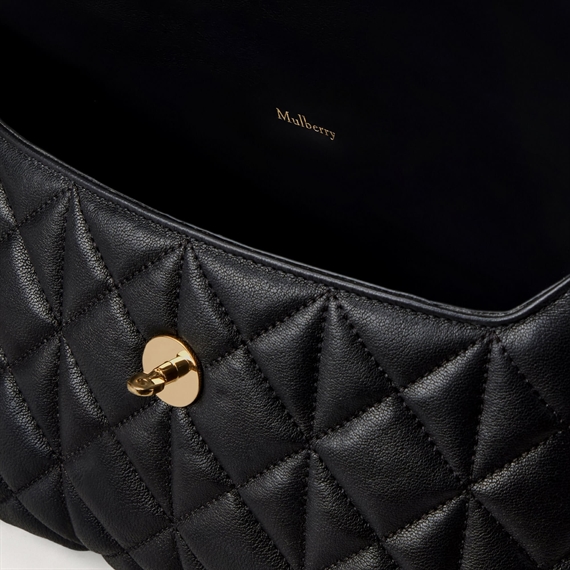 Mulberry Large Darley Cosmetic Pouch Black Quilted Nappa